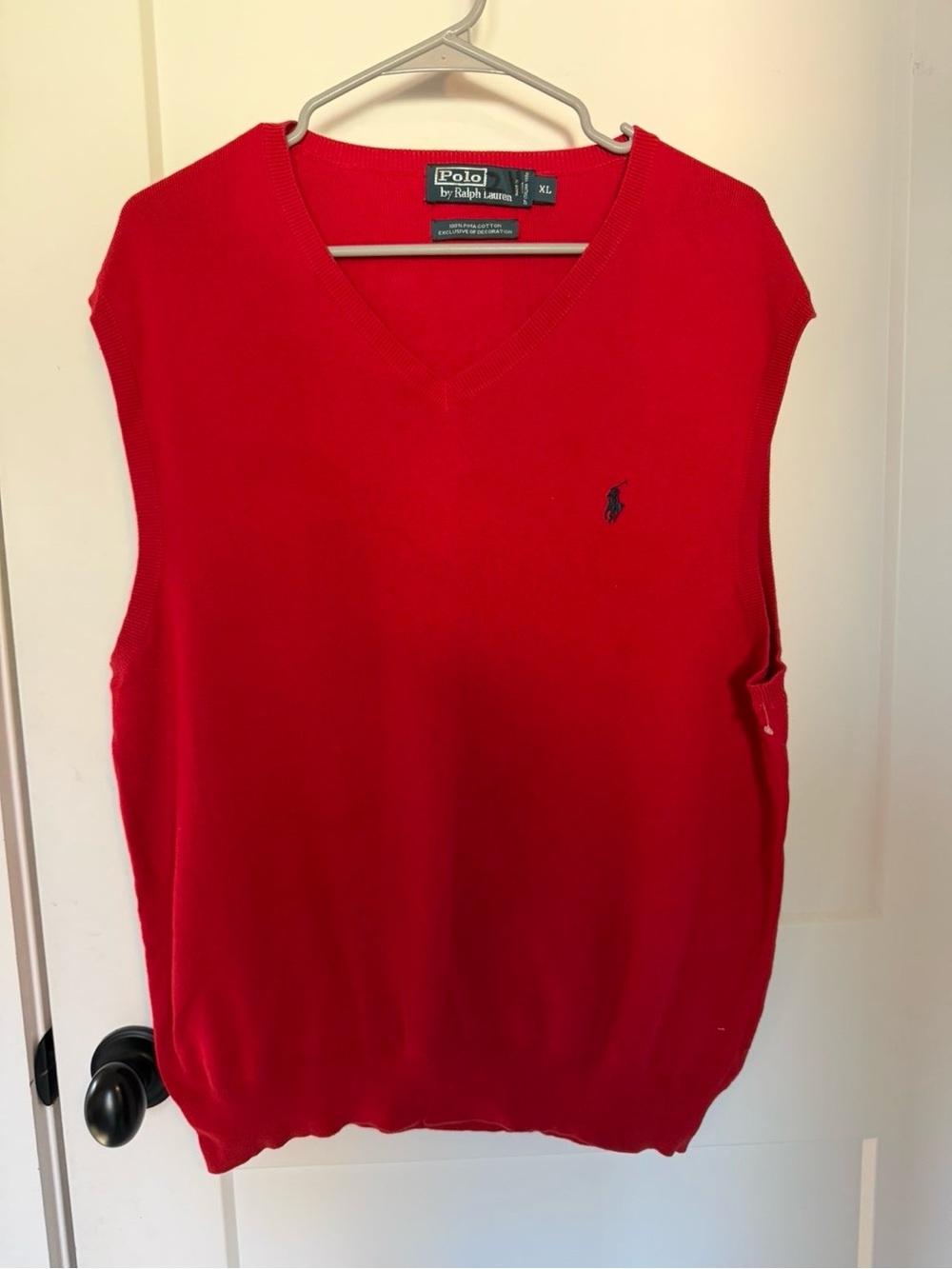 Polo by Ralph Lauren Red V-Neck Knit Vest with Navy Pony